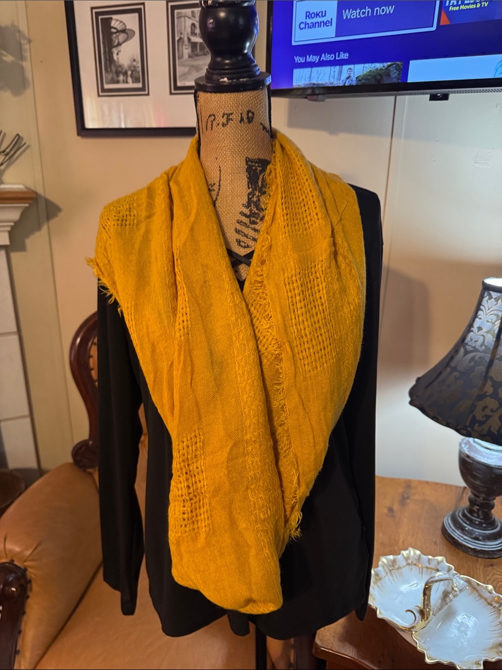 Warm Mustard Knit Infinity Scarf
